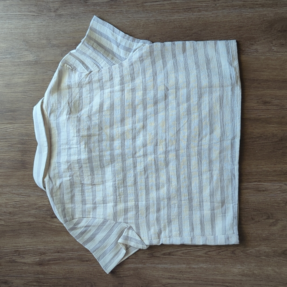 Nwt Roolee Striped Cropped Button Up Size Medium - image 7